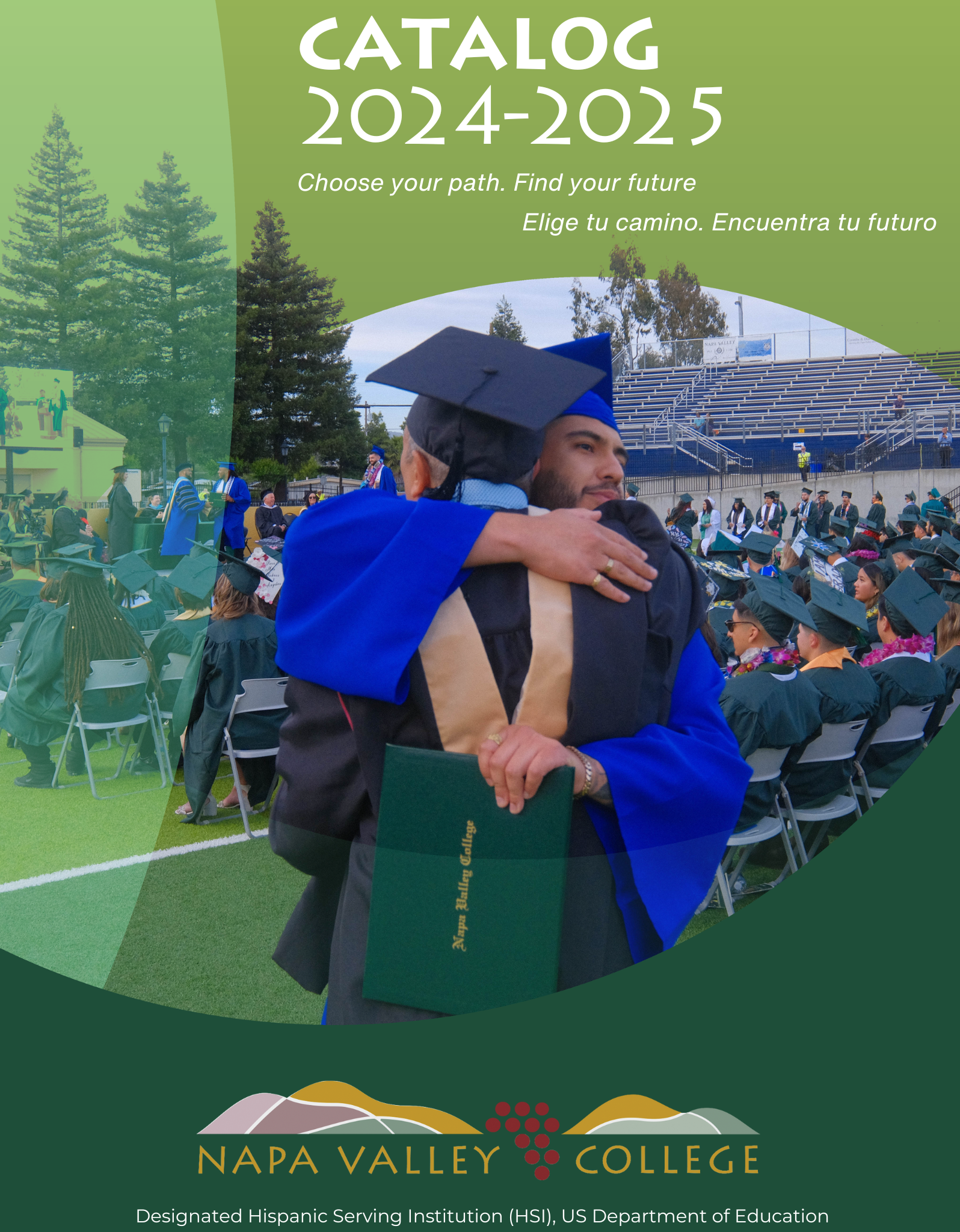 two people in graduation caps and gowns hugging each other