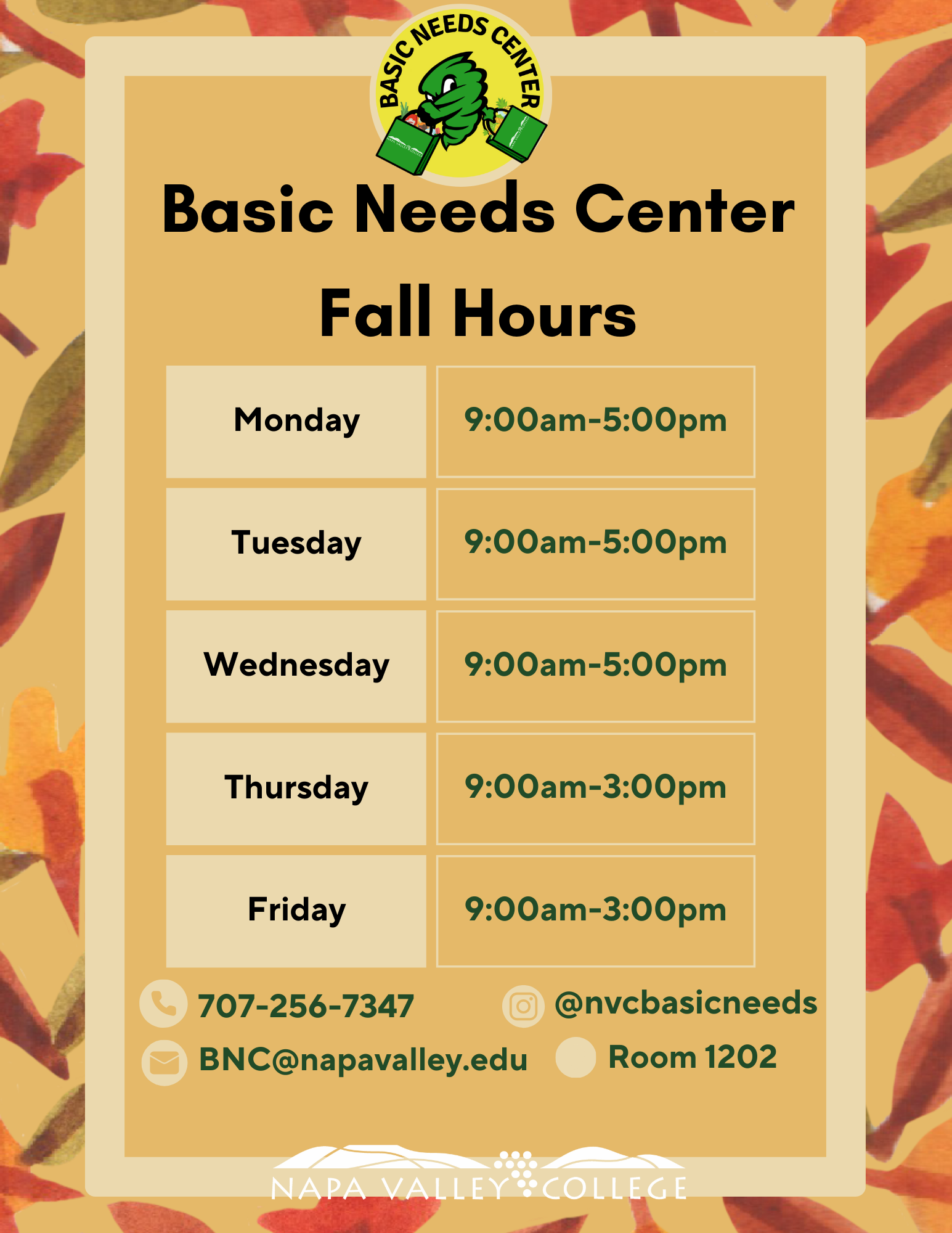 Basic Needs Fall Hours