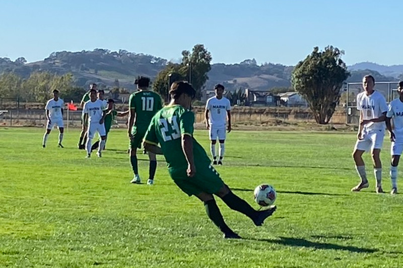 Men's soccer team playing